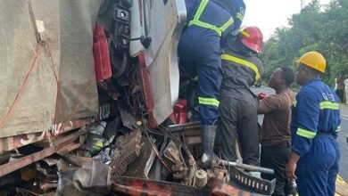 • Fire officers in a rescue operation