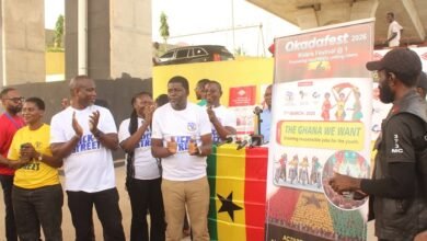 • Mr Charles Adu Asinor (third from left) and others applauding at the okadafest launch. Photo: Ebo Gorman