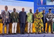President sets ambitious target ---- President Mahama (fourth from left) with other dignitaries at the summit