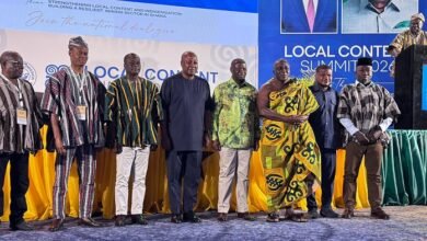 President sets ambitious target ---- President Mahama (fourth from left) with other dignitaries at the summit