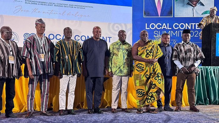President sets ambitious target ---- President Mahama (fourth from left) with other dignitaries at the summit