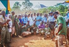 Nana Wiafe Apau Ababio (middle) with Dr Albert Tetteh Botchway (sixth from left) and other SGF-Gh executives and participants of the event