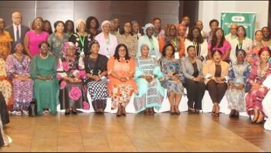 • Dr Agnes Naa Momo Lartey (seated eighth from right) and Ms Damtien Tchintchibidja (seat ed tenth from left) with the participants at the ministerial meeting Photo: Ebo Gorman