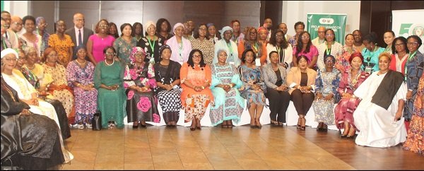 • Dr Agnes Naa Momo Lartey (seated eighth from right) and Ms Damtien Tchintchibidja (seat ed tenth from left) with the participants at the ministerial meeting Photo: Ebo Gorman