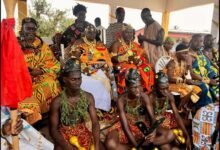 Nana Kofi Budu Sersah IV (seated third from left) with Odikro Hemaa Nana Ekua Essumanba I (seated second from left) with other traditional rulers at the durbar