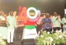 • Dr Hafiz Adam (in smock), Dr Ernest Bediako Sampong (second from left), Ms Adjoa Akyema Sampong (left) and other invited guests launching the anniversary. Photo: Ebo Gorman
