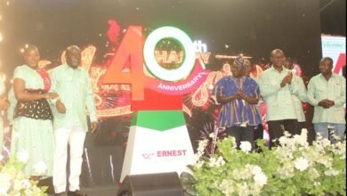 • Dr Hafiz Adam (in smock), Dr Ernest Bediako Sampong (second from left), Ms Adjoa Akyema Sampong (left) and other invited guests launching the anniversary. Photo: Ebo Gorman