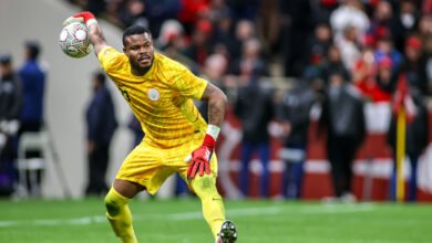 Rabat, Morocco - January 14: Nigeria's Stanley Nwabali throws out the ball during the Africa Cup Of Nations Semi-final match between Nigeria and Morocco at Prince Moulay Abdellah Stadium on January 14, 2026 in Rabat, Morocco. (Photo by Torbjorn Tande/DeFodi Images/DeFodi via Getty Images)