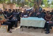 The Nana Boahen Korkor Royal Family members seated, addressing the media