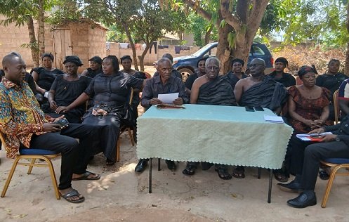 The Nana Boahen Korkor Royal Family members seated, addressing the media