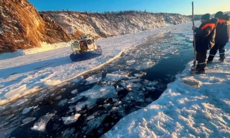 The bus fell into a three-metre-wide ice fissure on Lake Baikal on Friday