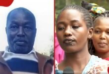 The deseacsed Peter Kimani (let) and his granddaughters, who were among the first respondents in the murder trial