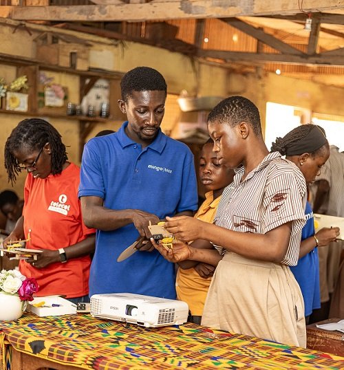 • The girls at the hands-on session