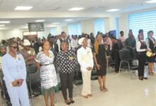 Some of the newly admitted students at the maltriculation ceremony. Photo. Ebo Gorman