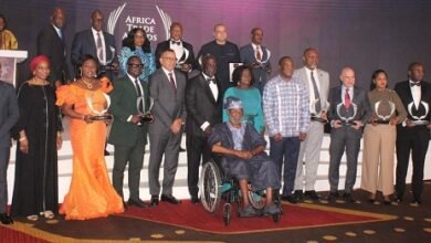 Vice President Prof. Opoku-Agyemang (sixth from right) with some dignitaries and the awardees after the ceremony. Photo. Ebo Gorman
