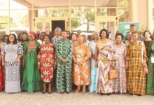 • Vice President Prof. Opoku-Agyemang (fifth from left, front row) with the ECOWAS Gender Ministers and participants at the closing ceremony Photo: Ebo Gorman