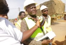 Mr Asare briefing journalists at the site
