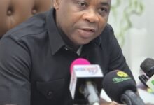 Mr Bright Appiah speaking to the media