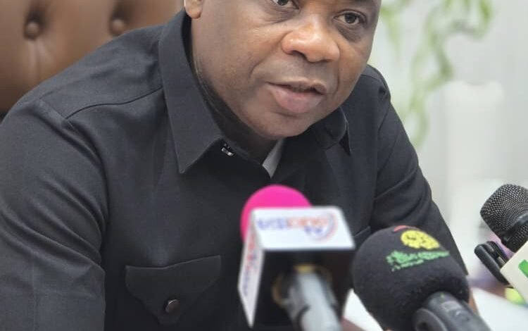 Mr Bright Appiah speaking to the media