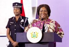 Vice President Professor Opoku-Agyemang speaking at the Annual Conference for Women in Leadership in the Public