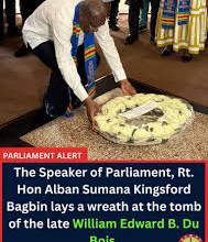 • Mr Bagbin, laying a wreath on the tomb of the late W.E.B Du Bois