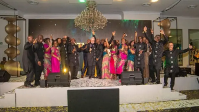 Mr Stephen Blewett (sixth from right), CEO of MTN Ghana, receiving the overall OpCo Award with the MTN Ghana Executive Team