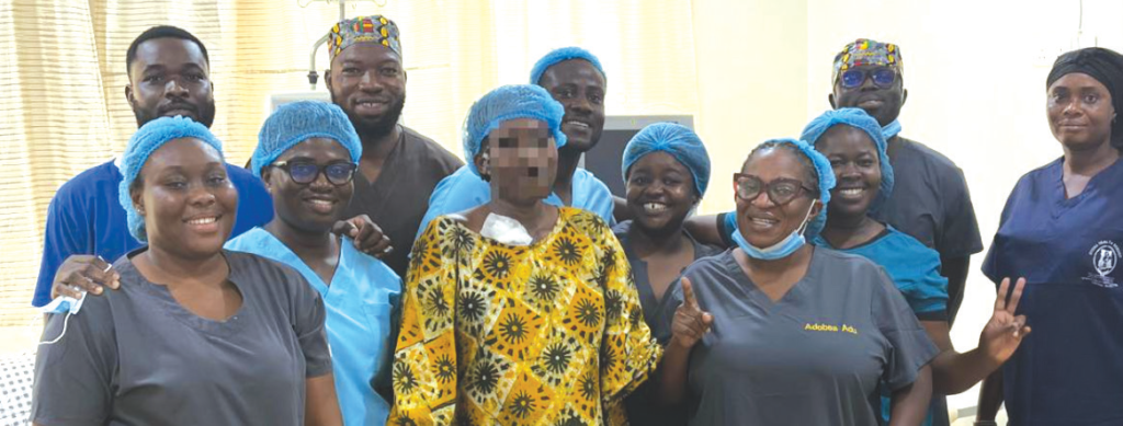 A team of renal health experts with the first patient