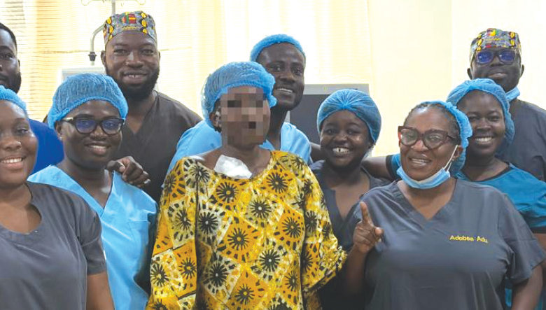 A team of renal health experts with the first patient