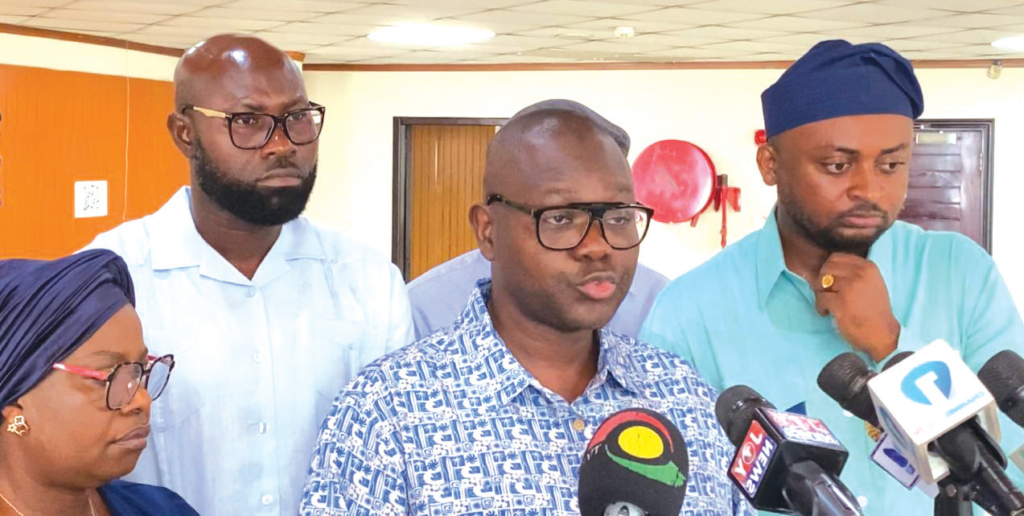 • Mr Asenso-Boakye (second from right), speaking at the press conference