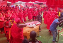 Queen Mothers dancing round the casket of the late Gbese Queen Mother