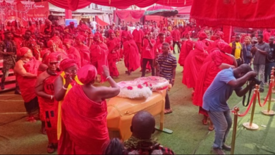 Queen Mothers dancing round the casket of the late Gbese Queen Mother