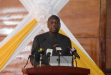 • Mr Yaw Nsarkoh (inset) addressing participants at the celebration Photo: Seth Osabukle