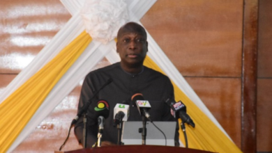 • Mr Yaw Nsarkoh (inset) addressing participants at the celebration Photo: Seth Osabukle