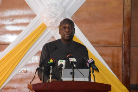 • Mr Yaw Nsarkoh (inset) addressing participants at the celebration Photo: Seth Osabukle