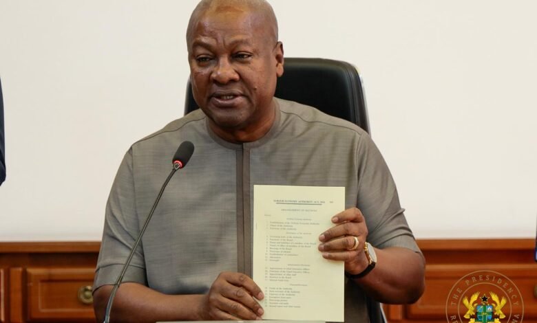 Pres Mahama after assenting to 24-Hour Economy Authority Bill