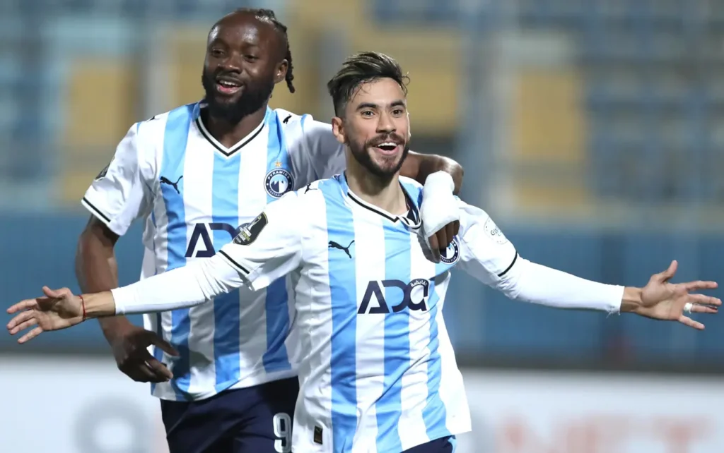 Nasser Maher of Pyramids celebrating his goal during their win over RS Berkane