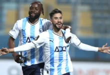 Nasser Maher of Pyramids celebrating his goal during their win over RS Berkane