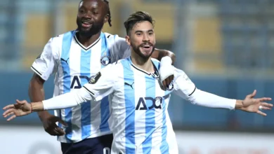 Nasser Maher of Pyramids celebrating his goal during their win over RS Berkane