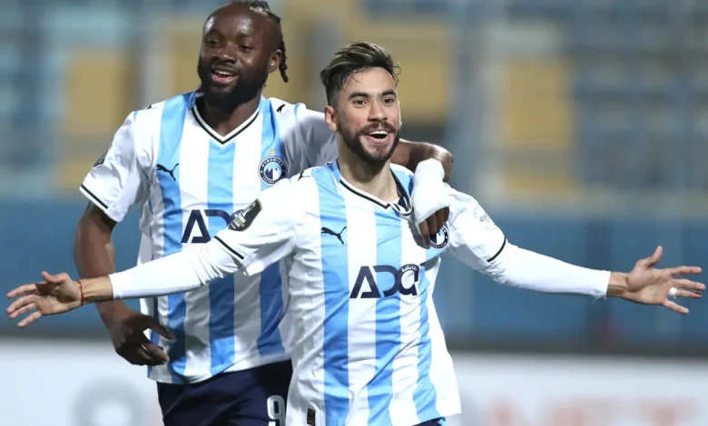 Nasser Maher of Pyramids celebrating his goal during their win over RS Berkane