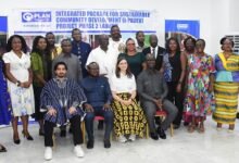Mr Tei-Nobi (seated second from left) with other stakeholders after the launch Photo Seth Osabukle
