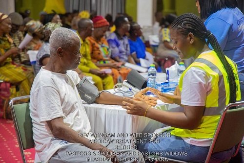 A beneficiary being attended to