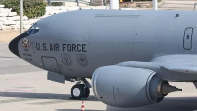 A US Air Force Boeing KC-135 Stratotanker aerial refuelling tanker