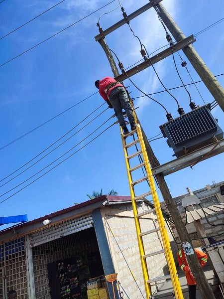 • A transformer being installed by an ECG staff member