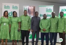 Mr Sarpong (third from right) with other senior members of the bank at the programme
