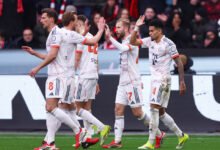 Bayern Munich players celebrating the equaaliser