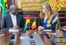 • Dr Ato Forson (left) having a discussion with Carole van Eyll after the even