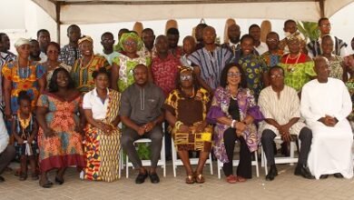 Dr Binka (seated fourth from right), with Management members and staff after the programme. Photo. Lizzy Okai