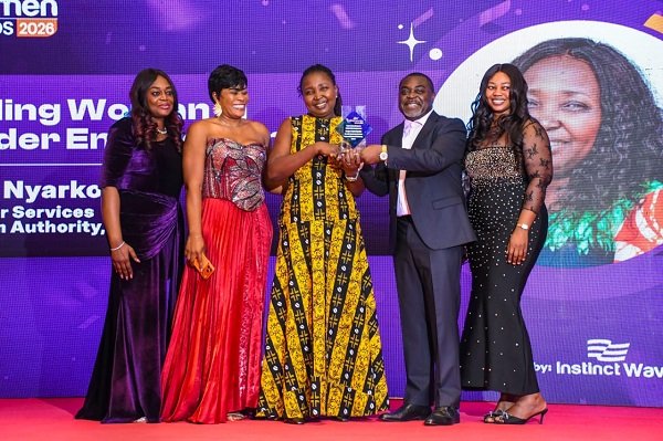• Mrs Nyarko (middle) receiving her award