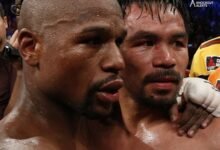 Floyd Mayweather and Manny Pacquiao after their previous fight