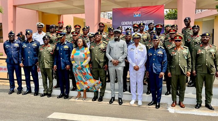 Lieutenant Gen. Agyapong (middle) with other dignitaries and senior officers at the ceremony